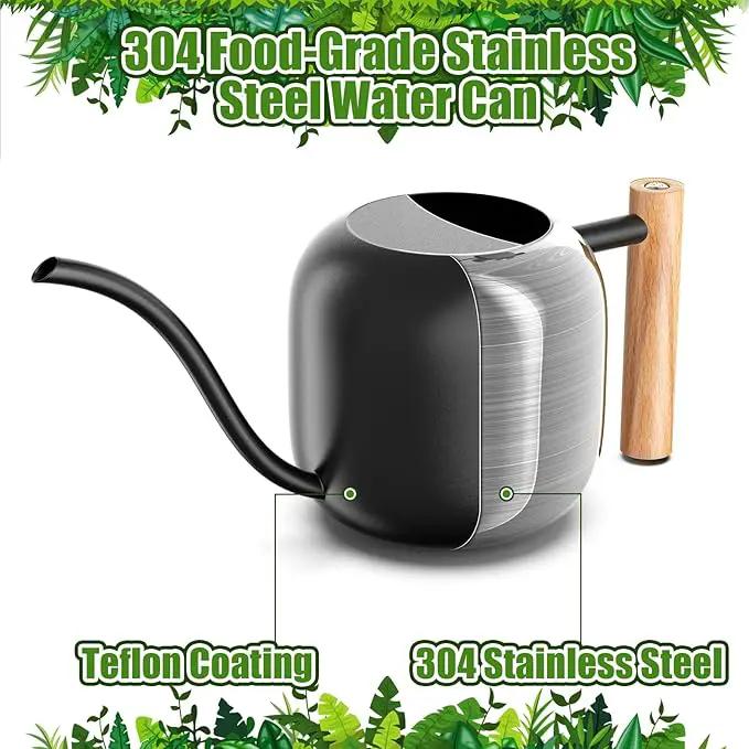 Green Moon Water Can Indoor Plant Black 1.2L/41oz with Long Spout Small Water Can Metal Watering Can Pot for Indoor House Plant Bonsai Outdoor Garden Flowers Decorative by GreenHaven Gardens