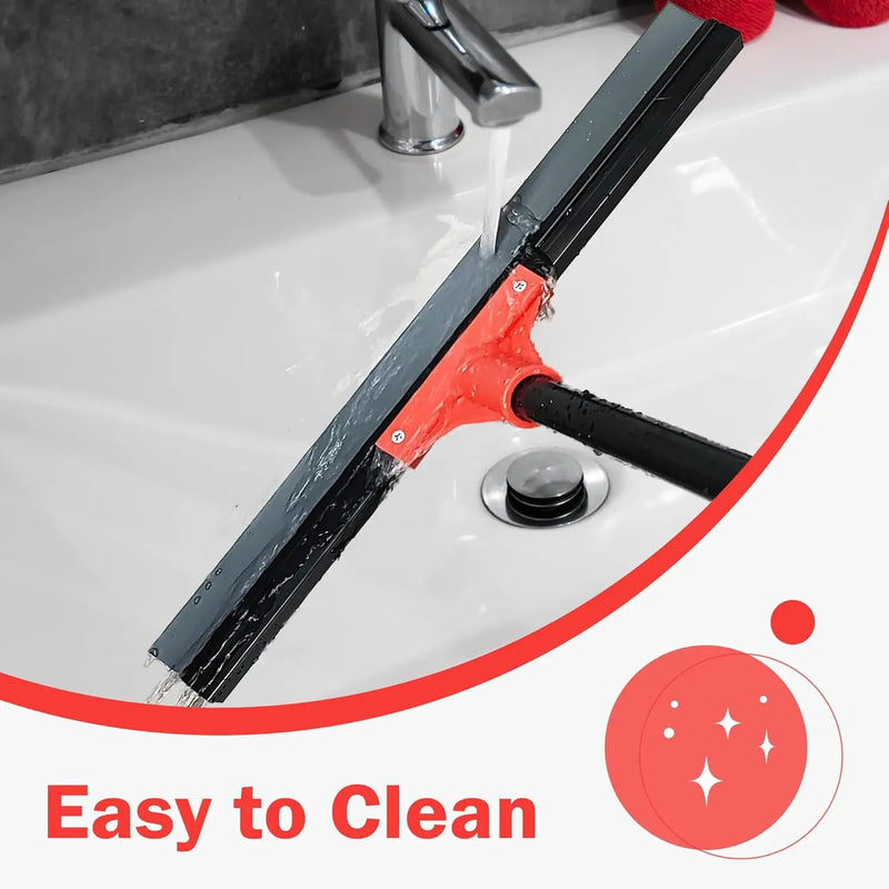 Floor Squeegee with 18'' Silicone Rubber Scraper Head and 58'' Long Adjustable Handle, Heavy Duty Shower Squeegees for Concrete Floor, on Multi-Surface Tile Glass Pool Garage Cleaning by GreenHaven Gardens