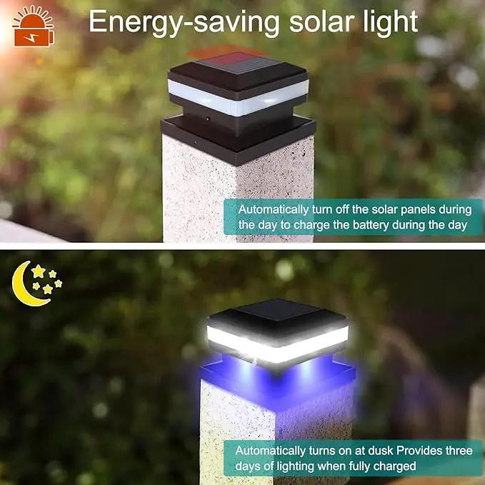 Sumaote Solar Post Lights 160LM 52 LED - 6x6 Posts Solar Light Outdoor Fence Deck Post Cap Lights fit 4x4 5x5 6x6 Wood Posts, IP65 Waterproof for Garden Porch Patio, 6000K White Lighting, 2 Pack by GreenHaven Gardens