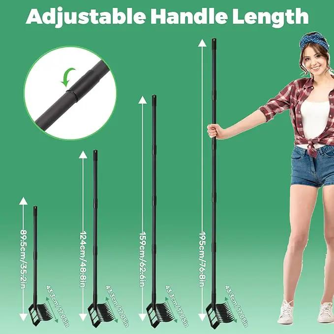 Stirrup Hoe Garden Tool Weed Puller with 76.8Inch Adjustable Stainless Steel Handle, Heavy Duty Hula Hoe and 12 Tines Rake 2 in 1 Gardening Tools Garden Cultivator for Weeding Soil Loosening, Black by GreenHaven Gardens