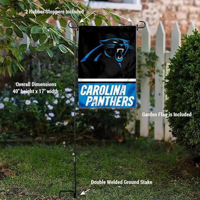 WinCraft Carolina Panthers Garden Flag with Stand Holder by GreenHaven Gardens