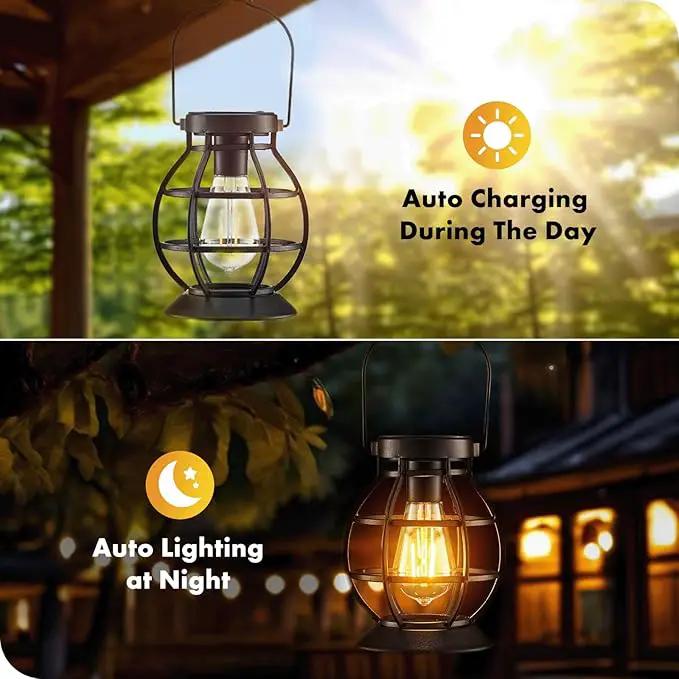 2 Pack Solar Lanterns Outdoor Hanging Lantern Lights, Metal Decor Lantern, Waterproof LED Decorative Garden Light - Garden Decoration for Patio, Yard, Pathway, Landscape by GreenHaven Gardens