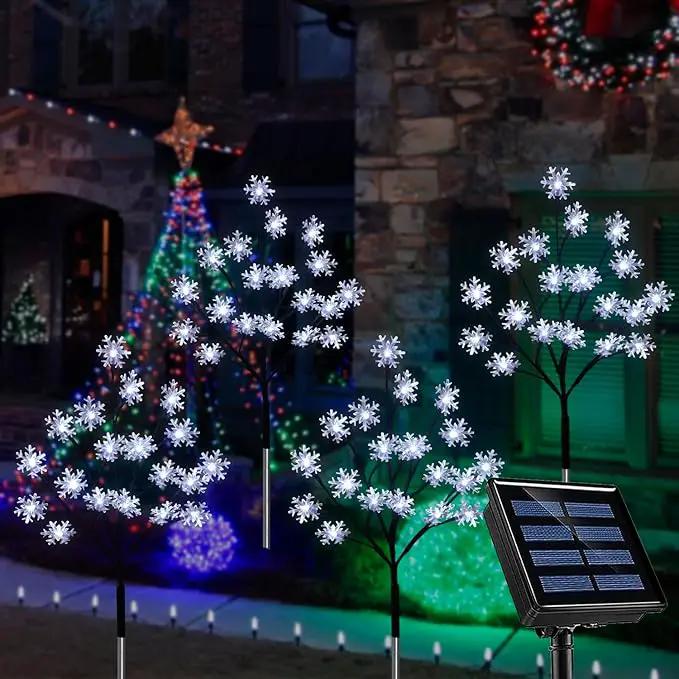 4-Pack 80LED Solar Snowflake Stake Lights - 8 Modes, Waterproof Outdoor Christmas Decorations for Garden, Yard, Pathway, Walkway by GreenHaven Gardens