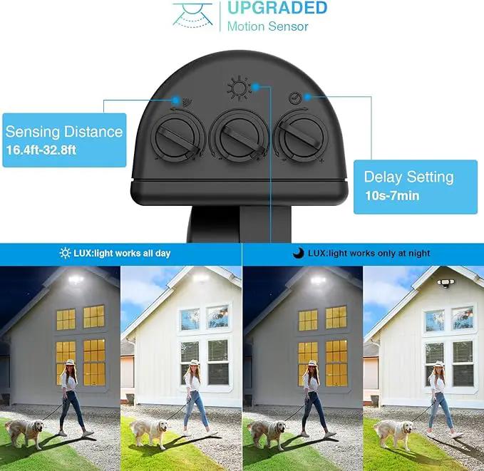 100W LED Flood Light Motion Sensor, 9000LM Motion Security Lights Outdoor, 3 Head Adjustable Floodlight, IP65 Waterproof Exterior Floodlights, 6500K Wall Light for Entryway, Yard, Garage by GreenHaven Gardens