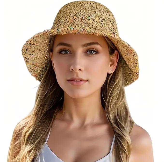 Floppy Big Beach Straw Hats for Women Foldable Summer Wide Brim Packable Sun Hat Womens Travel Straw Fedora Hat by GreenHaven Gardens