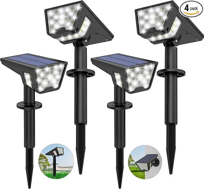 Solar Spot Lights Outdoor Waterproof IP67, Solar Powered Lights Outdoor with 53 LED & 3 Modes, Landscape Spotlight Wall Light for Garden Yard Pathway Driveway 4 Pack (Cool White) by GreenHaven Gardens