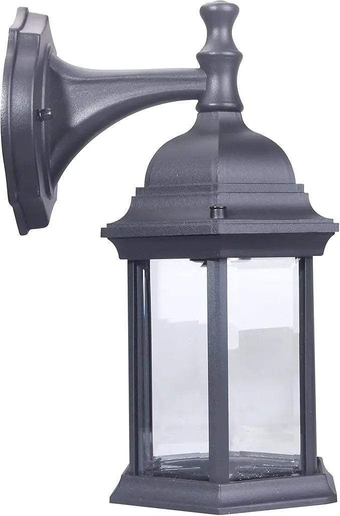 LIT-PaTH Outdoor Wall Lantern, Wall Sconce as Porch Lighting Fixture, E26 Medium Base Max 60W, Aluminum Housing Plus Glass, Matte Black Finish, 2-Pack by GreenHaven Gardens