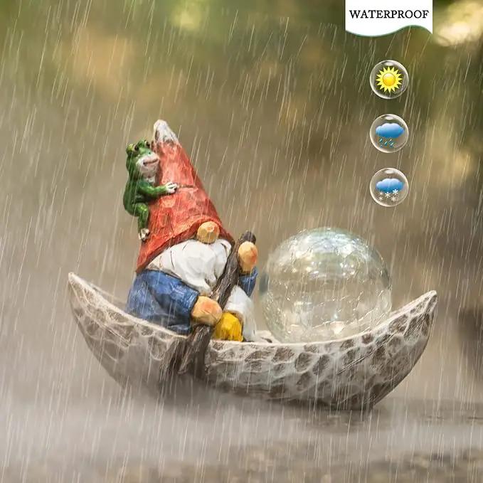 Garden Gnome Statue,Solar Gnomes Figurine,Outdoor Gnome Decor,Gnomes Decorations for Yard with Solar Light,Gnome Sculptures for Patio Lawn Ornaments by GreenHaven Gardens