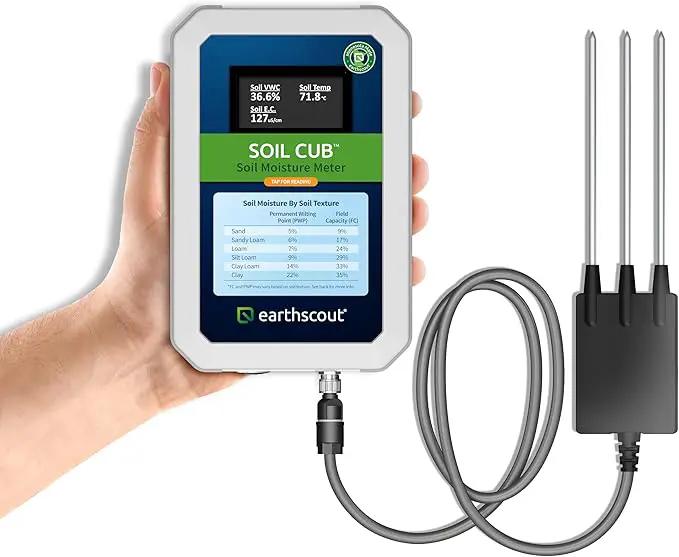 5-in-1 EarthScout Soil Cub Commercial Grade Precision Soil Moisture Meter: Soil Moisture/Soil Temp/Soil EC/Air Temp/Humidity. Irrigation:Farm,Golf,Orchard,Nursery,Garden,Landscape,Research,Education by GreenHaven Gardens