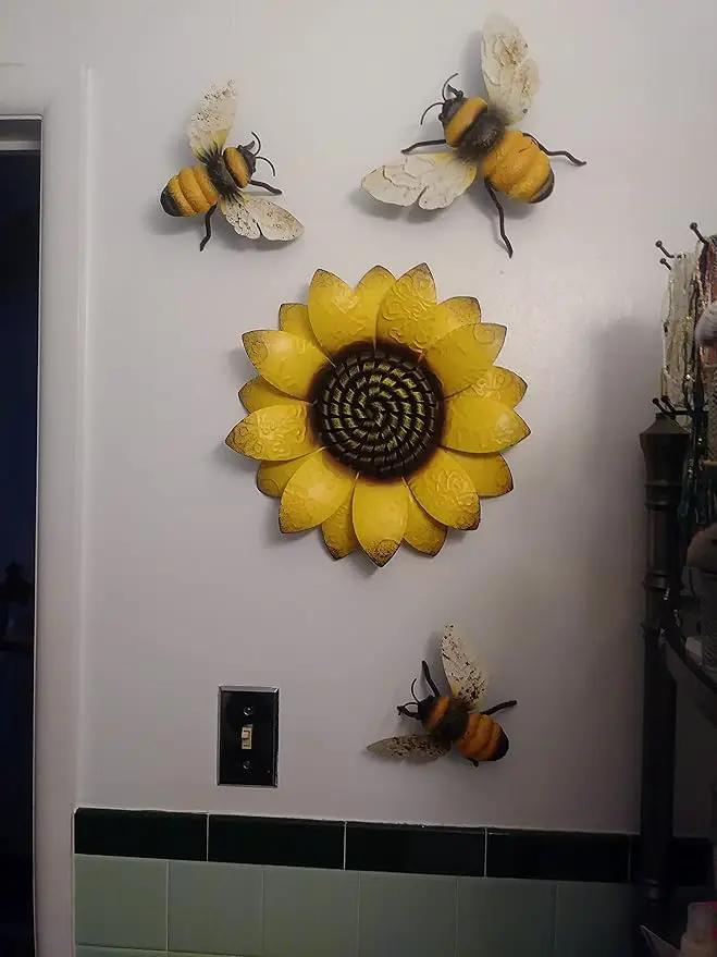 EASICUTI Sunflower Metal Flowers Wall Decor Metal Wall Art Decorations Hanging for Indoor Outdoor Home Bathroom Kitchen Dining Room Bedroom Living Room Or Wall Sculptures 12 Inch by GreenHaven Gardens
