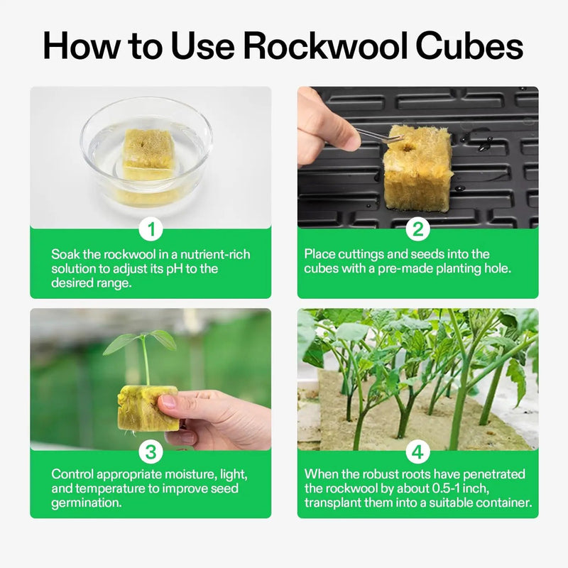 VIVOSUN 1.6" Rockwool Cubes, 28 Plugs Stonewool Starter Grow Cubes for Cuttings, Cloning, Plant Propagation, Seed Starting, Hydroponic Grow Media for Vigorous Plant Growth, 1 Sheets of 28 Plugs by GreenHaven Gardens