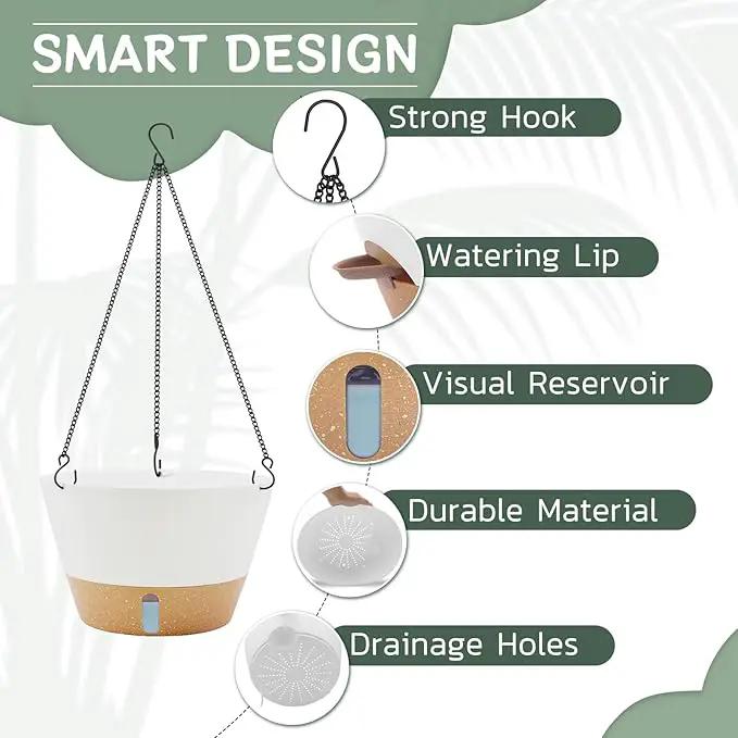 ZMTECH 12 Inch Hanging Planters for Outdoor, 2 Pack Self Watering Pots for Indoor Plants, Large Hanging Baskets for Plants Outdoor with Visual Reservoir and Drainage Hole(White) by GreenHaven Gardens