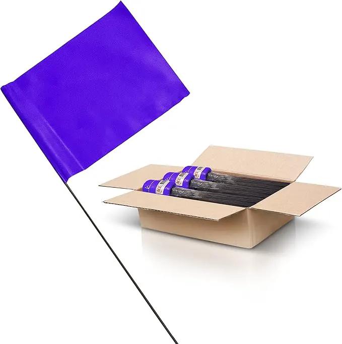Purple Marking Flags 1000 Pack - 4x5x15 Inch Purple Flags for Outside - Markers For Lawn, Irrigation, Landscaping, Survey & Sprinkler Head Marking by GreenHaven Gardens