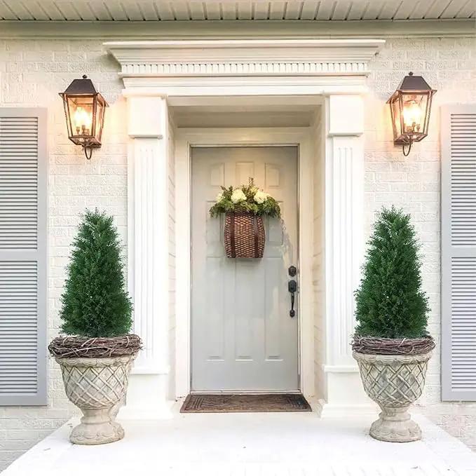 3FT Artificial Cedar Topiary Ball Trees with Ground Spike, 2 Pack UV Resistant Artificial Shrubs, Fake Evergreen Artificial Plant Brush for Indoor Outdoor Front Porch Garden by GreenHaven Gardens