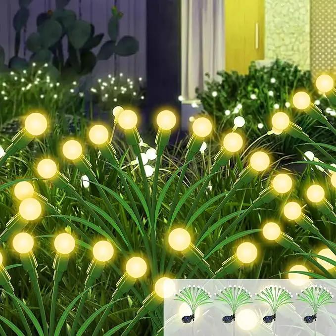 ZGWJ Solar Garden Lights 4 Pack 40 LED, Solar Firefly Lights with Leaves, Waterproof Solar Outdoor Lights Swaying Lights for Halloween Christmas Yard Patio Pathway Outdoor Decoration Warm White by GreenHaven Gardens