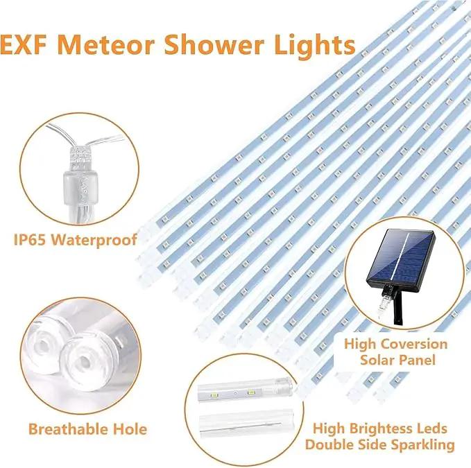 Solar Meteor Shower Lights Outdoor Waterproof, Christmas Decorations Lights Solar Powered, 16 Tubes 384LED Rain Drop Lights, Snow Cascading String Lights for Tree Party Garden Decor (Red and White) by GreenHaven Gardens