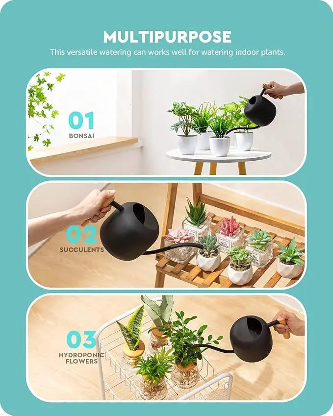 Baffect Watering Can Indoor Plants, 1.2L/41OZ Cute Watering Can Pot, Metal Stainless Steel Garden Water Can with Long Spout for Indoor House Plants Bonsai Outdoor Garden Flower Decorative by GreenHaven Gardens