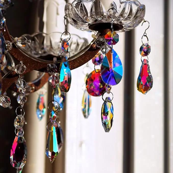 12pcs Hanging Glass Crystals Prism for Windows, Chandelier Decoration, Rainbow Maker Suncatcher by GreenHaven Gardens