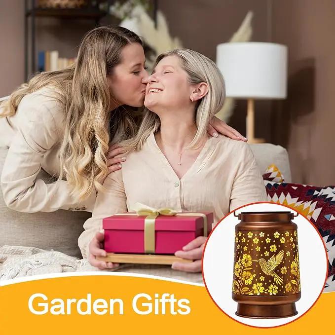 Hummingbird Solar Lanterns Outdoor Waterproof Garden Decor Birthday Gifts for Women Mom Grandma Hanging Solar Lights Metal Lantern Decoration Outside for Porch,Patio,Yard,Backyard by GreenHaven Gardens
