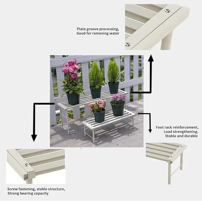Metal Plant Stand, Rust-proof Aluminum Flower Pot Stand, Plants Display Stands Decoration Racks for Living Room Balconies and Gardens (60 White) by GreenHaven Gardens