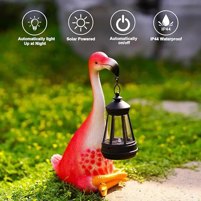 Goodeco Flamingo Statue with Solar Lantern - Artistic Pink Flamingo Decor for Outdoor Garden & Home, Flamingo Gifts for Women - Flamingo Lamp with Solar Lights Outdoor, LD602291 by GreenHaven Gardens