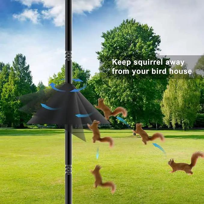 Bird Feeder Pole 118 Inch, Hummingbird House Mount Kit With Squirrel Proof Baffle, Double Shepherds Hooks for Outdoor, Yard, Garden Decor, Black (House Not Included) by GreenHaven Gardens