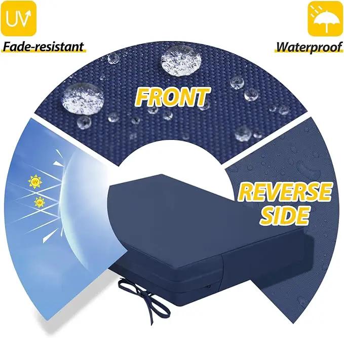 AAAAAcessories Outdoor Seat Cushions for Chairs, Waterproof, Fade-Resistant Patio Furniture Replacement Cushions, 18.5" x 16" x 3", Set of 2, Navy Blue by GreenHaven Gardens