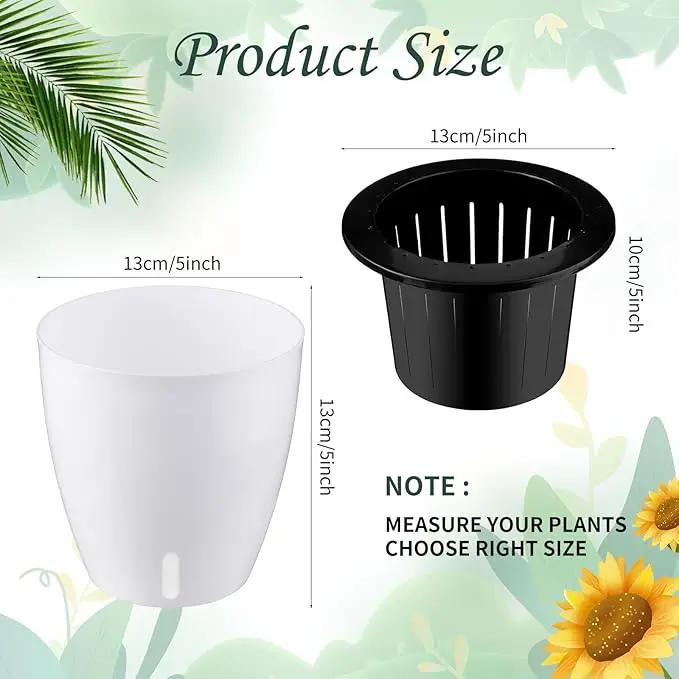 Eccliy 14 Pieces 5 Inch Indoor Plant Pots Self Watering Planters with Drainage Holes Plastic Flower Pots with Water Indicator White Violet Pots for Indoor Outdoor Garden Home Office Decor by GreenHaven Gardens