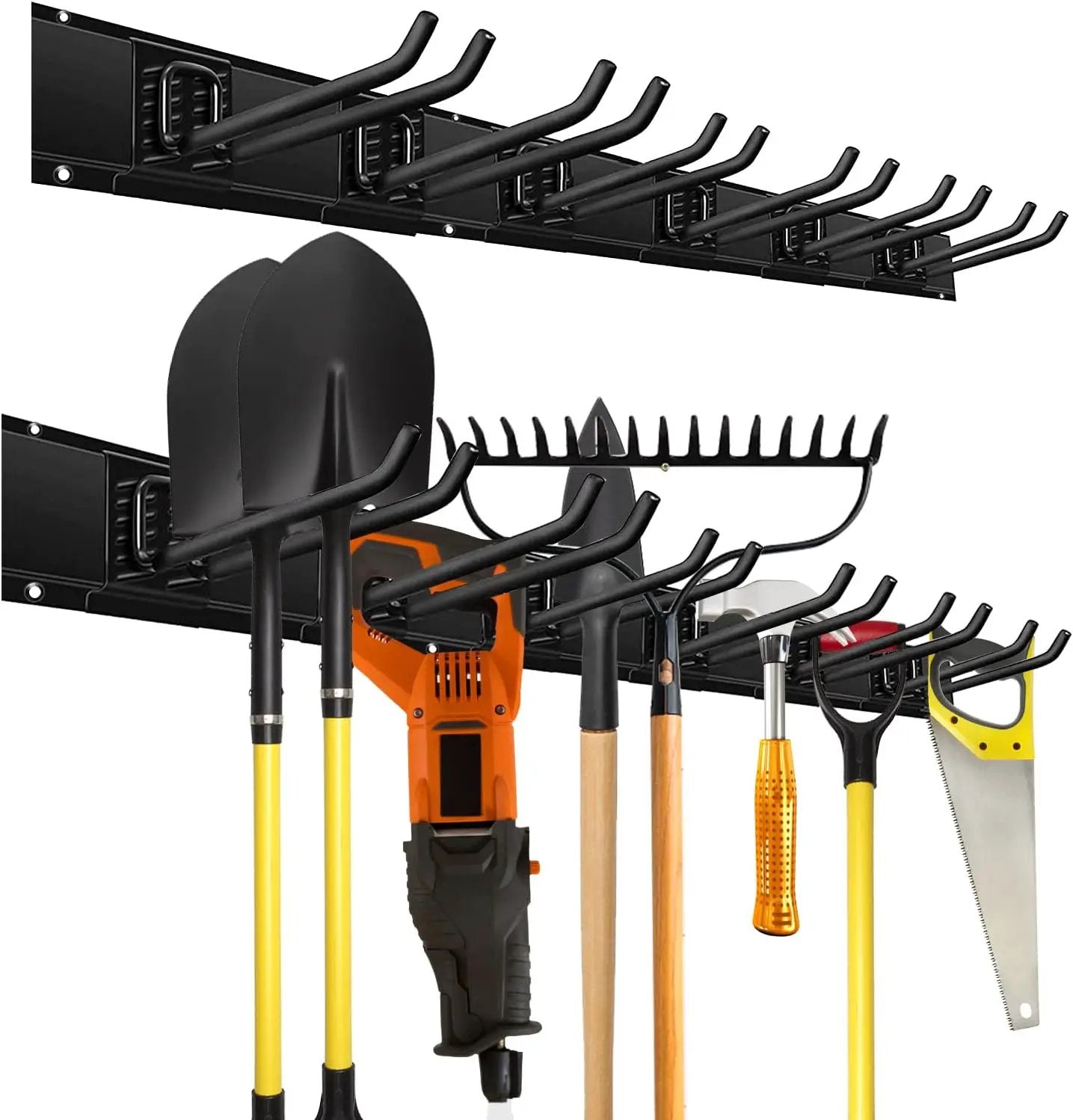 Charmount 48" Garage Storage Wall Organizer with 600lbs, 6 Hooks Broom Holder Wall Mount, Garden Tool Organizer, Easy Installation Tool Storage to Accommodate Brooms, Hoses, Yard Tools and More by GreenHaven Gardens