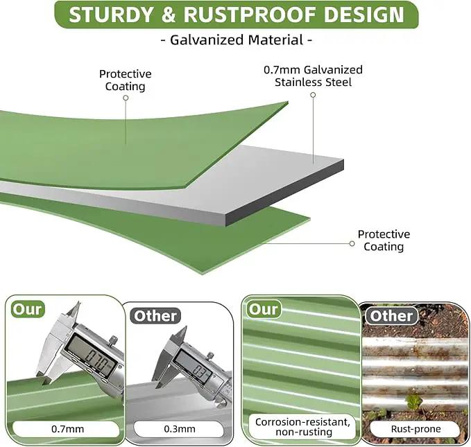 8x2x2ft Raised Garden Bed - Galvanized Deep Root Planter Boxes Outdoor with Wing Nuts and Safety Edges for Gardening Vegetables, Flowers, Herbs, Succulents - Olive Green by GreenHaven Gardens