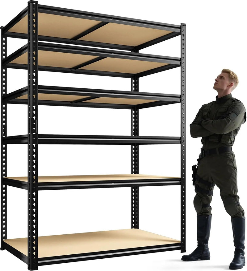 84" H Garage Shelving, 6 Tier Storage Shelves Load 3000 lbs, Adjustable Garage Shelves, Metal Shelving Unit for Warehouse, Basement, Pantry, 40" Wx 16" D x 84" H, Black by GreenHaven Gardens