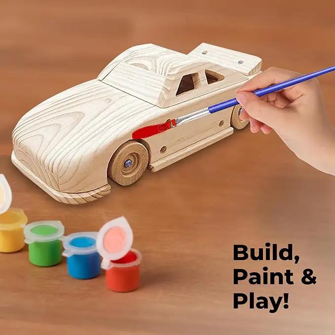 Kraftic Woodworking Building Kit for Kids and Adults, 3 Educational DIY Carpentry Construction Wood Model Kit Toy Projects for Boys and Girls - Build a Wooden Military Jet Race Car and Tractor Trailer by GreenHaven Gardens