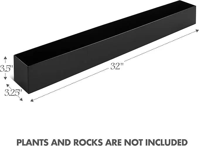 DR&Co Modern Rectangle Planter Box - 32" Metal Planter Ideal for Long Succulent, Rectangular Box for Table or Window Sill, Trough for Indoor Window, Black by GreenHaven Gardens