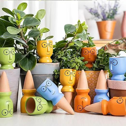 8 Pack Terracotta Watering Spikes, Vacation Self-Watering Planters Devices - Continuous Moisture with Slow Release Watering System - Perfect for Indoor Outdoor Plants (Big head-2pc) by GreenHaven Gardens