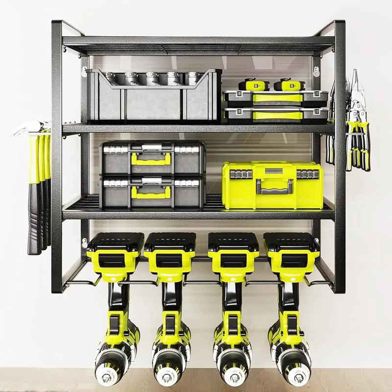 Wall Mount Power Tool Organizer, 4 Layer 4 Drill Hangers Storage Rack, Tool Organizers and Storage for Garage, Workshop, Pegboard, Shed - 16 inch by GreenHaven Gardens