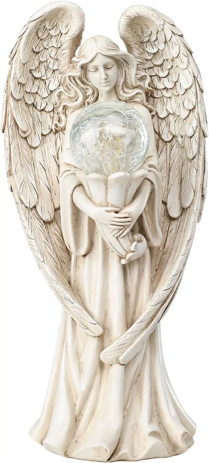 Angel Statues for Garden-Garden Angels Outdoor Statue - Solar Angels Figurines Holding Glass Ball for Outdoor Decor or Housewarming Gift by GreenHaven Gardens