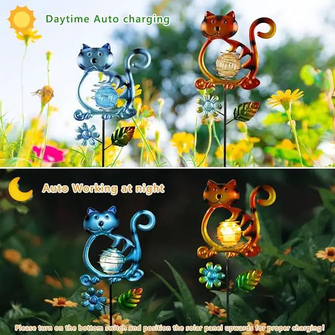 Solar Garden Lights Outdoor Decor,26.4''H Cat Figurine Light,Waterproof Decorative Garden Stakes for Lawn Patio Pathway, Solar Lights for Outside for Mom,Women,Cat Lovers by GreenHaven Gardens