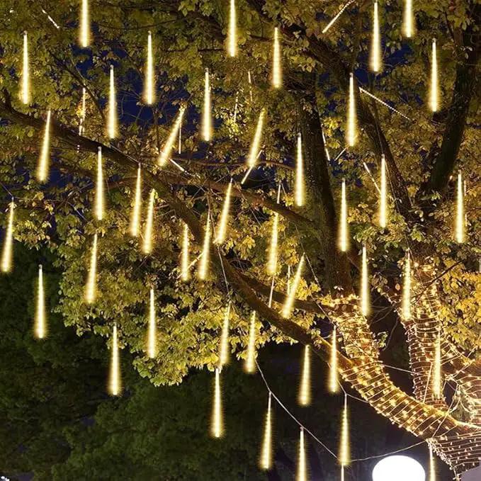 Solar Meteor Shower Lights Outdoor - 576 LED Rain Drop Lights with 16 Tubes, 16 Inches - Solar Powered Christmas Decorations for Tree Bushes Holiday Party Christmas Decor, Warm White by GreenHaven Gardens