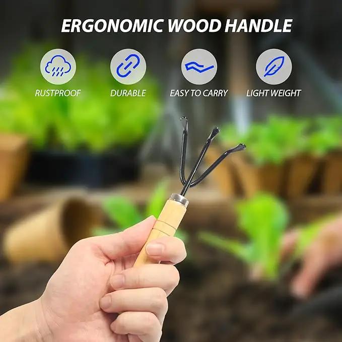 Gardening Tool Set:3 Small Garden Tool, Garden Spade Hand Shovel,Shovel, Trowel and rake. Garden Spade Hand Shovel, Weeding, and Transplantation by GreenHaven Gardens