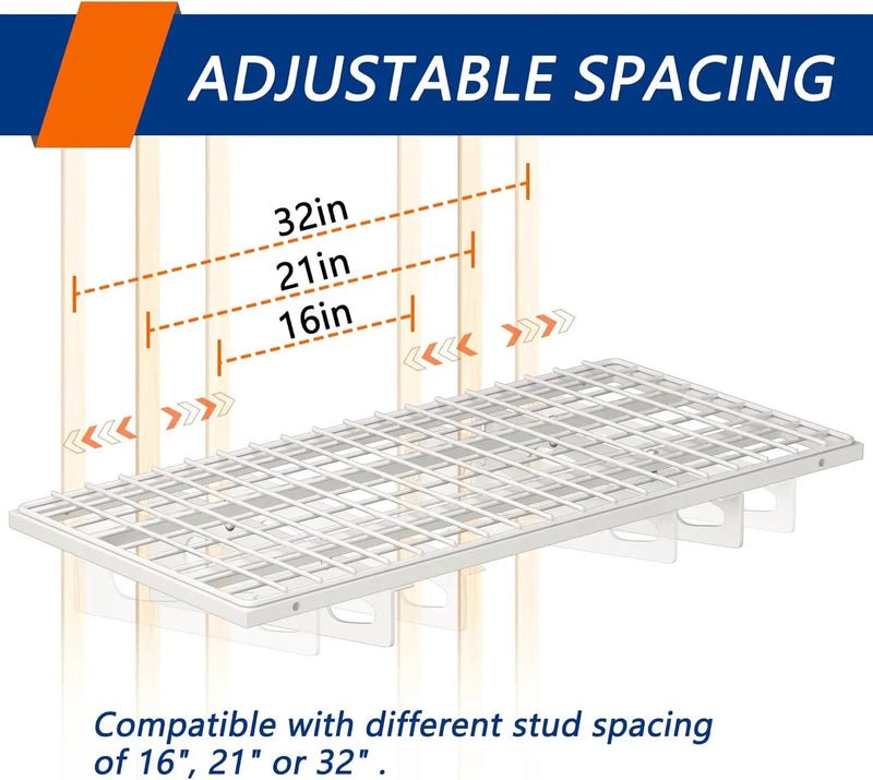 2-Pack 1.5x3FT Garage Shelving 17.7-inch-by-35.8-inch Wall Shelf Garage Storage Rack Wall Mounted Floating Shelves,White by GreenHaven Gardens
