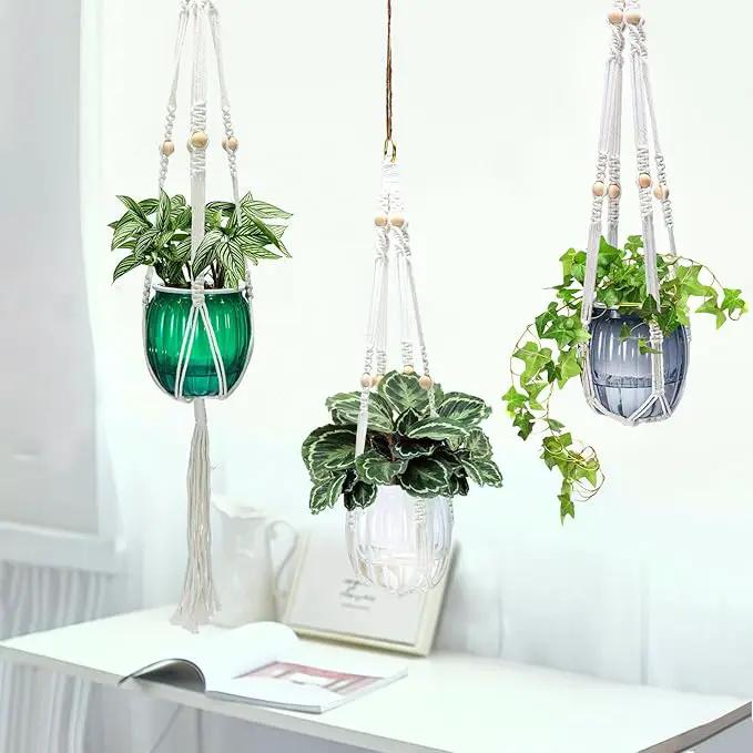 Small Hanging Planters Self Watering 5 Inch, 3 Set Hanging Plant Pot for Indoor Outdoor Plants, Hanging Flower Pots with Drainage Hole & 2 Kinds of Plant Hangers for Garden Home Decor by GreenHaven Gardens