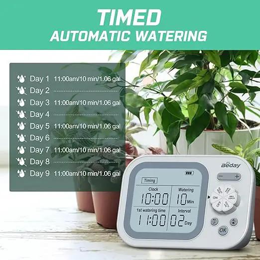 Automatic Plant Waterer Self Watering System Indoor for 15 Potted Plants Pack of 2, Auto Drip Irrigation Kit Programmable Water Timer w Smart Humidity Detection by GreenHaven Gardens