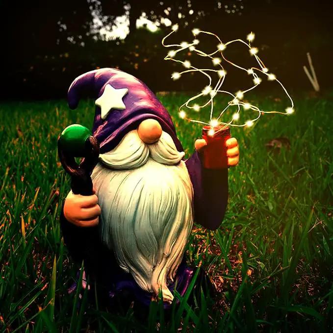 Resin Gnome Statue Outdoor Decor Waterproof Firework Solar LED Lights Gnomes Garden Sculpture Decorations for Outside Lawn Patio Yard Ornament Gifts (Gnome) by GreenHaven Gardens