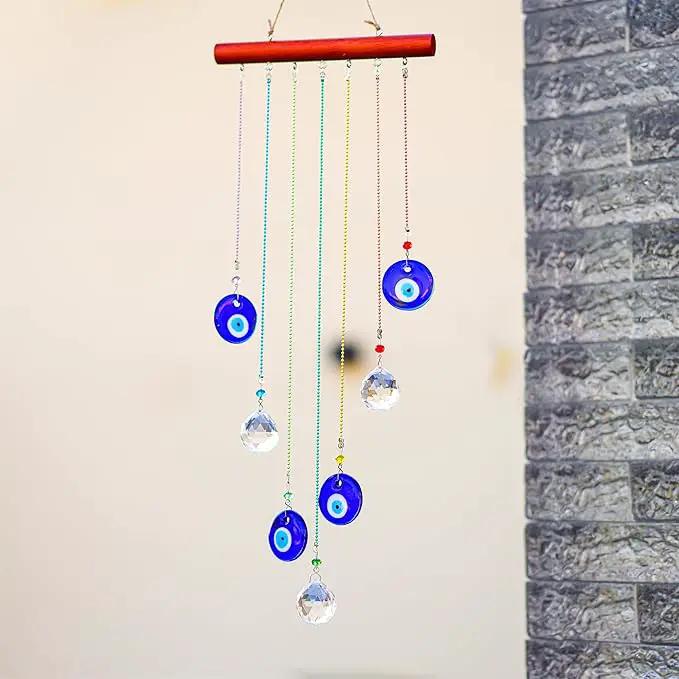 YU FENG Hanging Crystals Suncatcher Ornament Turkish Blue Evil Eye Decor Crystal Ball Prisms Rainbow Maker Pendant for Window Garden by GreenHaven Gardens