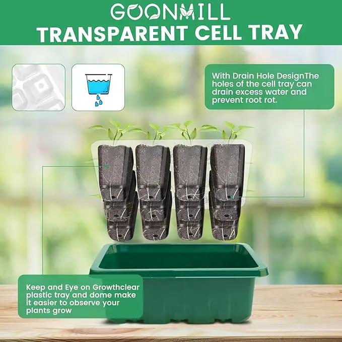 GOONMMILL Seed Starter Tray with Timed Grow Light, 5 Packs Plant Starter Tray Seedling Starter Kit with Humidity Domes Base Indoor Greenhouse Mini Propagator Station for Seeds Growing Starting by GreenHaven Gardens