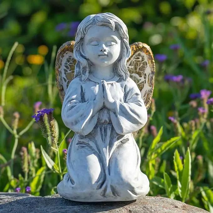 Outdoor Decor - Angel Statue, Solar Powered, Praying Angel for Patio, Lawn, Porch by GreenHaven Gardens