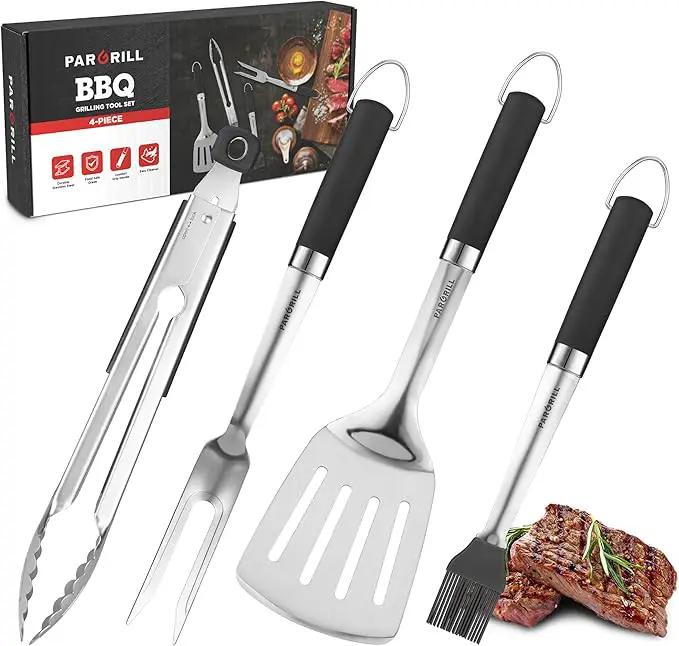 Grill Accessories Heavy Duty BBQ Set Gifts for Men/Women - Premium Stainless Steel Spatula, Fork, Brush & Tongs, Barbecue Utensils Tool Kit Gift for Grilling Lover Outdoor by GreenHaven Gardens