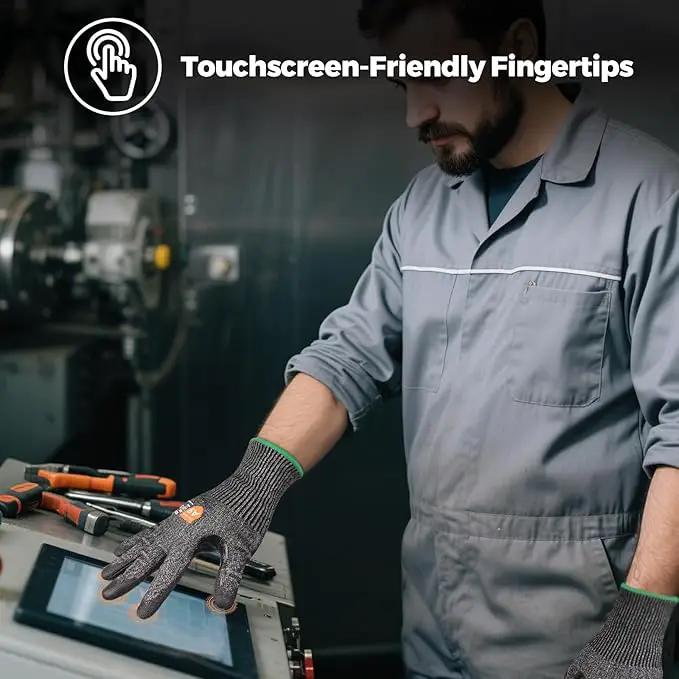 Donfri 3 Pairs A9 Cut Resistant Work Gloves for Men - Steel + HPPE Hybrid Safety Gloves for Men, ANSI Cut Level 9 Protection Flexible for Metal Glass Wood Construction Fishing by GreenHaven Gardens