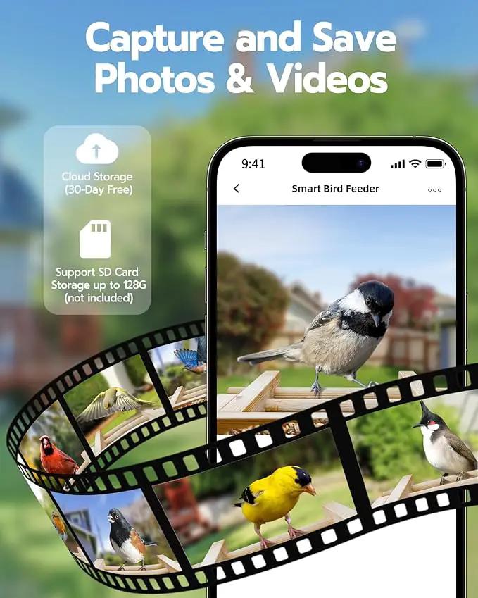Bird Feeder with Camera, Smart Bird Feeder for Outdoors, Wild Birds Feeders with Solar Panel Bamboo Birds House Camera for Birdlovers, AI Auto Capture Birds & Real-time Notification (Gable) by GreenHaven Gardens