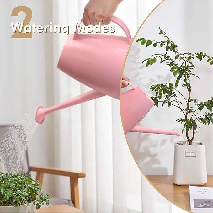 Watering Can for Indoor Outdoor Plants, Modern Small Watering Cans with Removable Nozzle, Long Spout Watering Can for Indoor Bonsai Plants Garden Flowers 1/2 Gallon 1.8L 60OZ (Pink) by GreenHaven Gardens